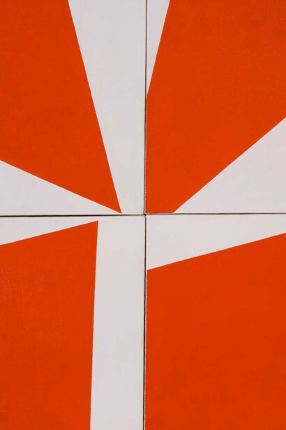 Ralph Coburn, Orange and white participatory composition (detail), 1950. Courtesy of Norton Art Museum