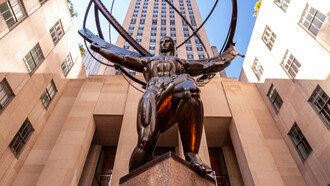 Atlas carrying the world, a statue at the botton of the Empire State Building, New York, USA