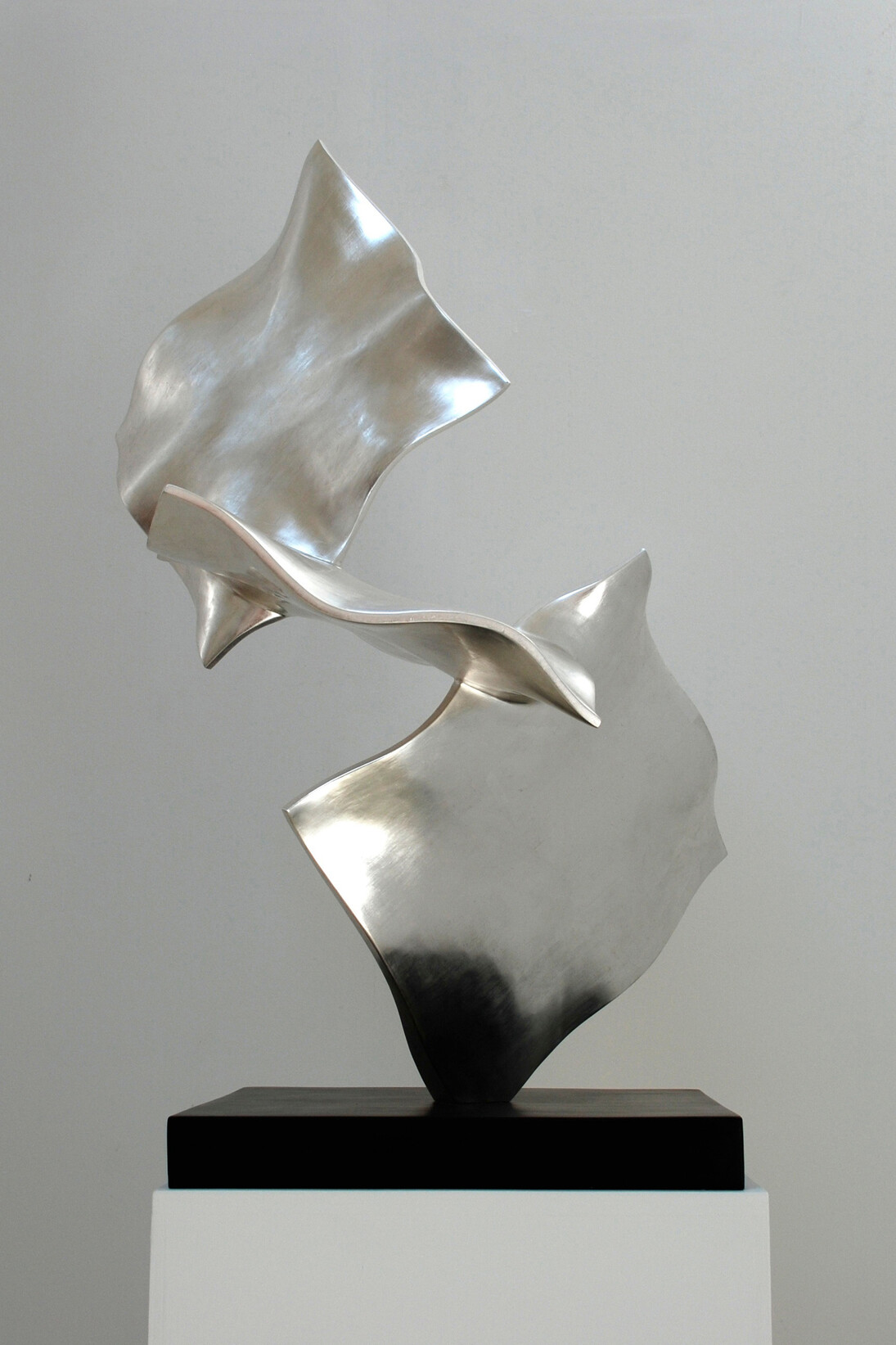 Simon Allen, Three Leaves, 2010, Silver Leaf on Carved Wood, H: 96 x W: 75 x D: 75 cm, Black Base: 45 cm x D: 5.5 cm