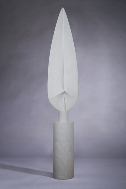 Santiago Calatrava, Untitled (201A), 2012, white marble 112 x 19 1-2 x 19 1-2 © Santiago Calatrava, courtesy Marlborough Gallery, New York  