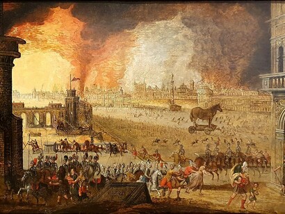 Il sacco di Troia” (1610) della cerchia di Louis de Caullery, Museo Soumaya, Messico