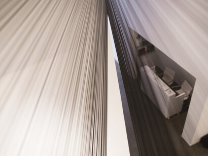 Robert Currie, 12 miles, 1,647 yards of black nylon monofilament, 2014, Black nylon monofilament, 18 x 63 x 21 feet, Site-specific installation  