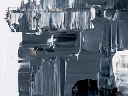 Abstract black acrylic paint texture with fractured reflections 
