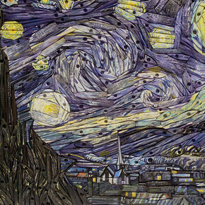 Finn Stone, Starry Night, Paintbrushes and mixed media assemblage, 59 x 84 cm