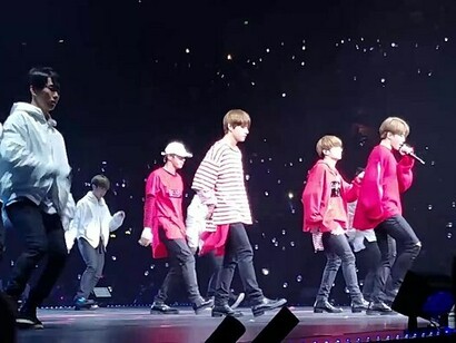 BTS performing "Lost" during the BTS Live Trilogy Episode III The Wings Tour in Anaheim, 2 April 2017