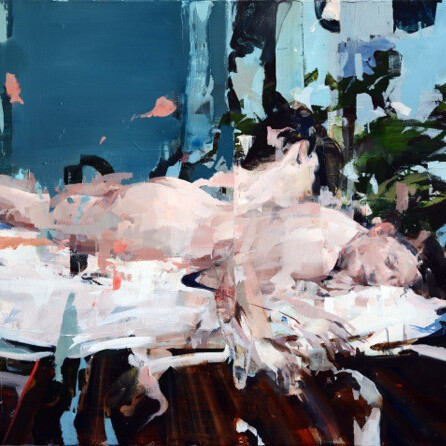 Conversation, 2015, Oil on panel, 46 x 66 inches 