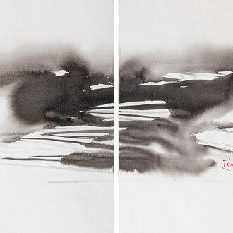 T'ang Haywen_Untitled (170)_ink on paper_70x100cm(diptych)_1970s