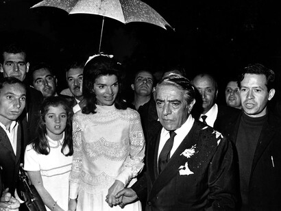 Aristotele Onassis e Jackie Kennedy il giorno del loro matrimonio il 20 ottobre del 1968 