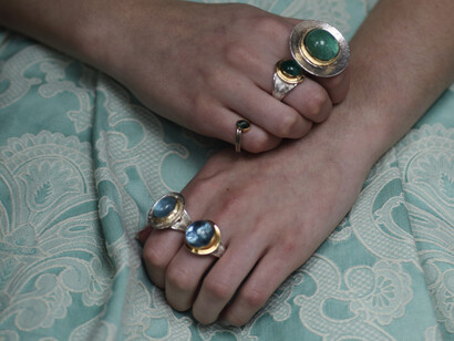 Rings, 2010-2013
Silver, 18ct gold with emeralds, green sapphire and aquamarines