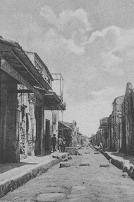 "Via dell' Abbondanza descubierta en nuevas excavaciones", postal publicada entre 1920 y 1923 por Ediciones Domenico Trampetti, Nápoles, Italia