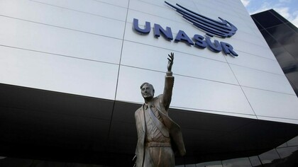 The statue of Nestor Kirchner removed in 2019 from the headquarters of the General Secretariat of UNASUR in Quito, Ecuador