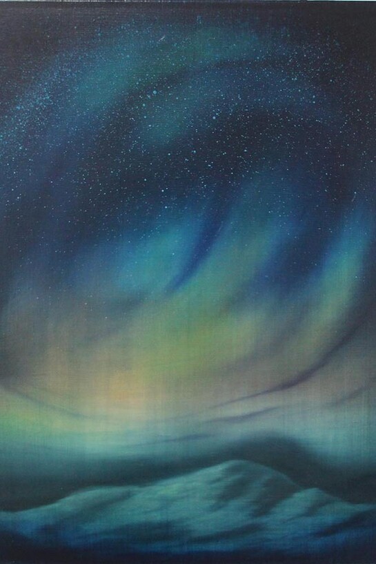 Edouard Wolton, Aurore boréale, 2014, acrylic and oil on canvas 60 x 80 cm, Courtesy Galerie Les filles du calvaire