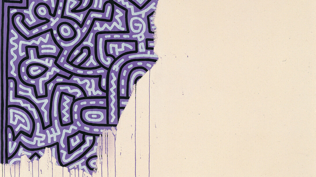 Keith Haring, Unfinished painting, 1989, acrilico su tela, 100x100 cm, collezione privata © Keith Haring Foundation
