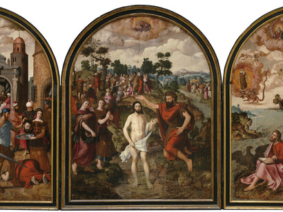 Pourbus el Viejo, Pierre, Tríptico de los santos Juanes, 1549. Cortesía del Museo Nacional del Prado