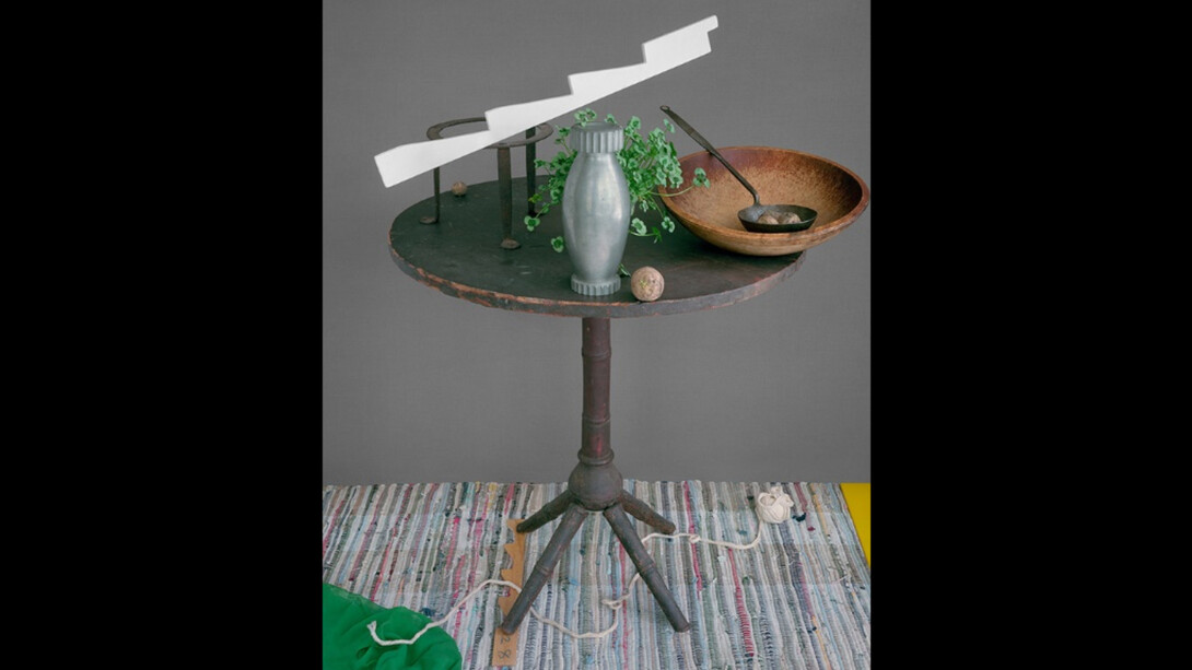 David Halliday, Still Life with Thermos, Window Stay & Wooden Bowl, 2023, archival pigment print, 46.75x37 inches. Courtesy of the artist and Carrie Haddad Gallery