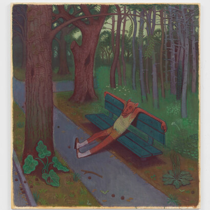 Clayton Schiff, Late Afternoon at the Park, 2023, oil on canvas, 52x48 inches, photo by Matt Grubb. Courtesy of the artist and 56 Henry