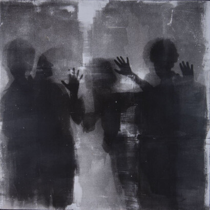 Nikos Kessanlis, no 140, liquid emulsion on canvas,180 x 180 cm