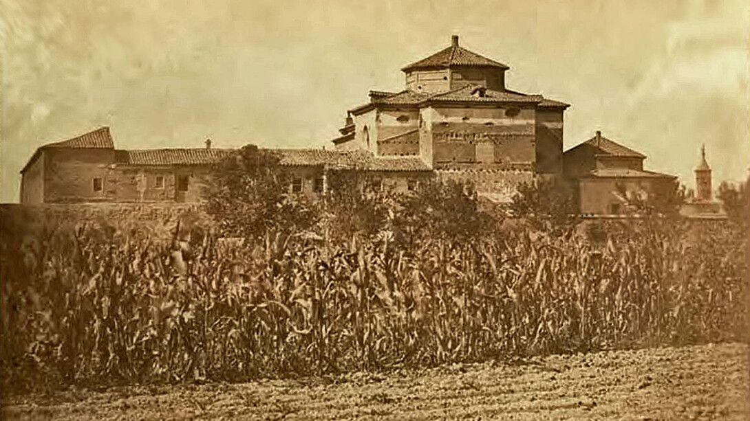 Convento de San José de las Carmelitas Descalzas (hacia 1860) Esta imagen aparece en el libro "Primeros tiempos de la fotografía en Zaragoza", y se trata del antiguo Convento de San José de las Carmelitas Descalzas