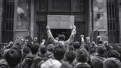 A diverse group of people actively participating in protests for social justice and human rights