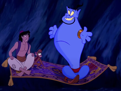 Il Genio della lampada in Aladdin, cartone animato disney, 1992