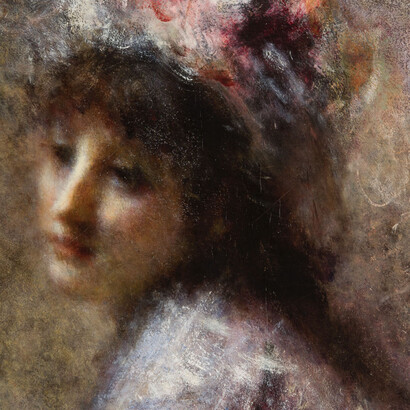 Tranquillo Cremona, In ascolto (part.), 1874-1878, olio su tela, 115,5x129,5 cm