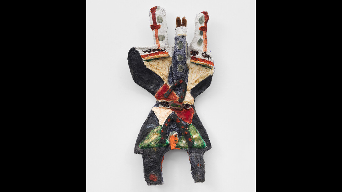 Nickola Pottinger, Spirit tek, 2022, pigments, resin, oil pastel and hand made paper pulp, 36x17x4 inches. Courtesy the artist, Mrs., and Document Gallery