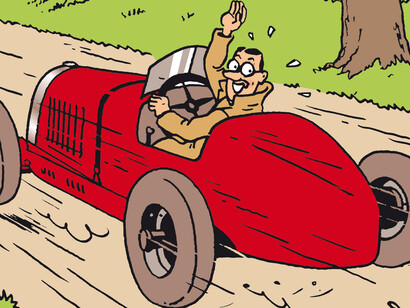 Bugatti Type 35. "Tintin en America". © Hergé  Tintinimaginatio, 2025