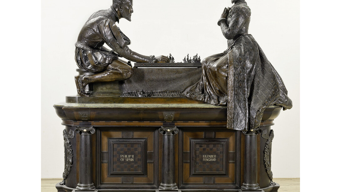 Sir William Reynolds-Stephens, A Royal Game 1906-11, Bronze, wood and stone © Tate, Presented by the Trustees of the Chantrey Bequest 1911