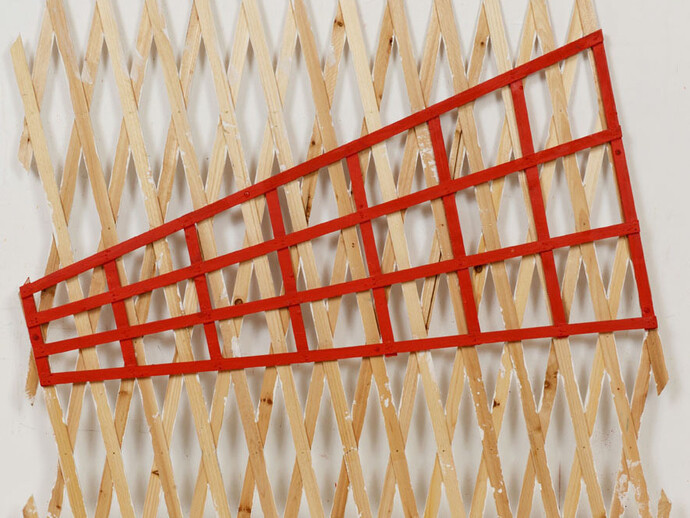 Daniel Dezeuze, Jardin français (detail), 2013, painting on wood, 100 x 129 cm (in.), Courtesy Galerie Daniel Templon  