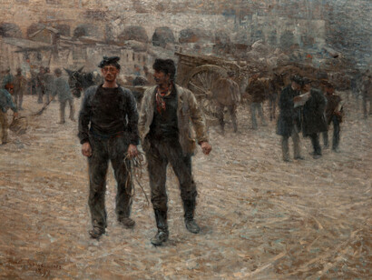 "Piazza Caricamento" di Plinio Nomellini. Pinacoteca "Il Divisionismo" di Tortona