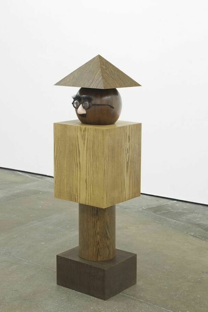 Djordje Ozbolt, Whatever tickles your fancy, 2014, Mixed wood and veneer, 135 x 35 x 35 cm / 53.1 x 13.7 x 13.7 in, courtesy of Herald St, London