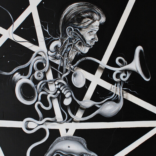 Study for Newton with Vessels , acrylique sur toile, 176 x 142 cm (encadré), Courtesy Galerie Magda Danysz