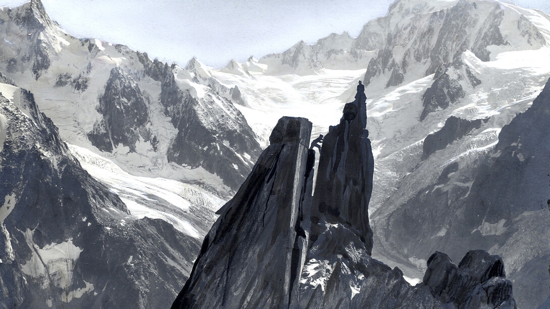 Wehrli - Scalata d’una punta del Moine (nello sfondo il Monte Bianco), 1943-44. Eredi Fasana-Zuccala - Foto Franco Ricci