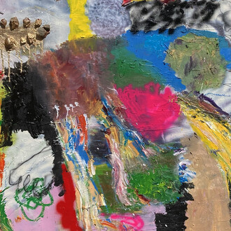 Felix R. Cid, Untitled (Pablo don't look at me like this! You knew If two protons going in opposite directions fly very close to one another within CMS, photons radiated from each can...), 2025. Courtesy of Allouche Gallery