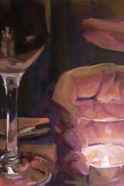 Jordann McKenna, Dinner date (detail), 2025. Courtesy of Kenise Barnes Fine Art