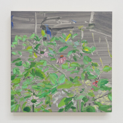 Aubrey Saget, June’s End, 2023. Oil on panel, 9 x 9 inches (22.9 x 22.9 cm). Courtesy of Halsey McKay Gallery