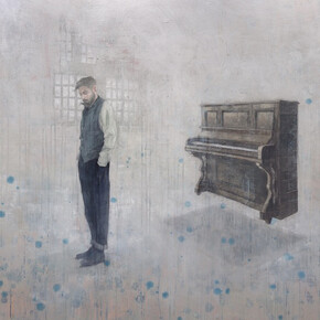 Federico Infante, "The pianist," Acrylic on canvas, 40 x 70 (101.6 x 177.8)