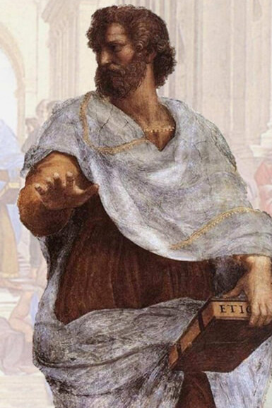 Portrait d'Aristote : il a posé le principe que toute matière est corruptible, selon un processus spontané, ce qui sous-entend qu’il n’est dirigé par aucune force