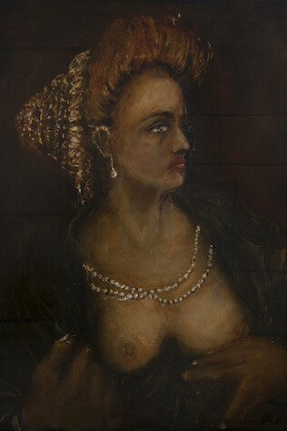 La belle courtisane Noncourtoise, 2018	
HUILE SUR TOILE	
100 X 80 CM	
39 3/8 X 31 1/2 IN.	