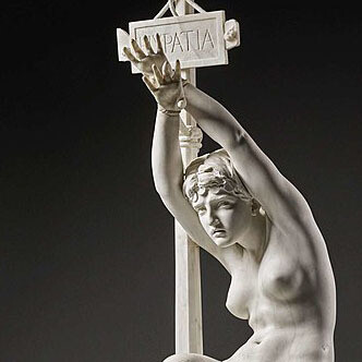 Una horda de cristianos asesinó a Hipatia. En la foto, Hipatia en mármol, del escultor Odoardo Tabacchi 