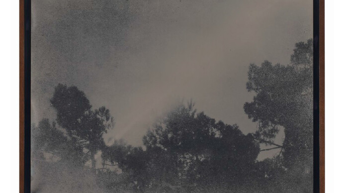 Lisa Oppenheim, Passage of the moon over two hours, Arcachon, France, Ca. 1870s/2012, April 17, 2012, Unique black and white photograph, 2012, photographer: Achim Kukulies, courtesy the artist(s) and Sies + Höke, Düsseldorf.