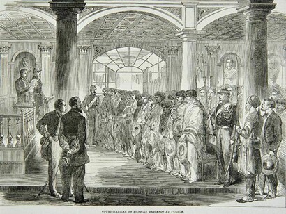 London Illustrated News, 1864, Court Martial of Mexican Brigands at Puebla