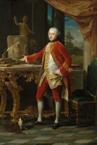 Pompeo Girolamo Batoni, retrato de um jovem nobre com a sua esfera armilar (século XVIII) 