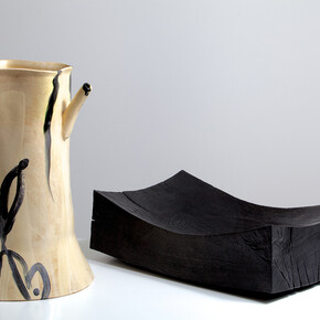 Alison Britton, 'Slide'and Jim Partridge 'Big Rectangular Block' (both 2014), image © Philip Sayer, courtesy of Marsden Woo Gallery (2014)