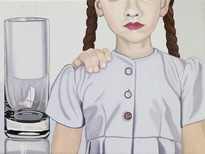 Marcella Lassen, Peter Dreher and Ruby, Oil on Canvas, 13" x 22"