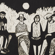 Samella Lewis, Migrants (detail), c. 1967. Courtesy of Louis Stern Fine Arts