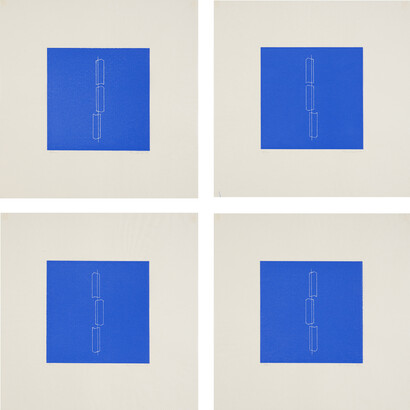 Fred Sandback, Untitled, The complete portfolio of eight linocuts printed in colour, 1979. Courtesy Fred Sandback Archive