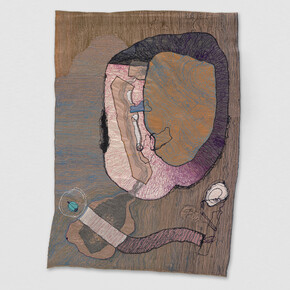 Geta Bratescu, born 1926, Hypostasis of Medea VIII 1980, Coloured sewing on textile, 850 x 600 mm, Hauser & Wirth Collection, Switzerland, Photo: Stefan Altenburger Photography Zürich
