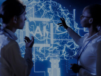 Skilled technicians explore the application of AI cognitive computing to extract valuable insights from complex data