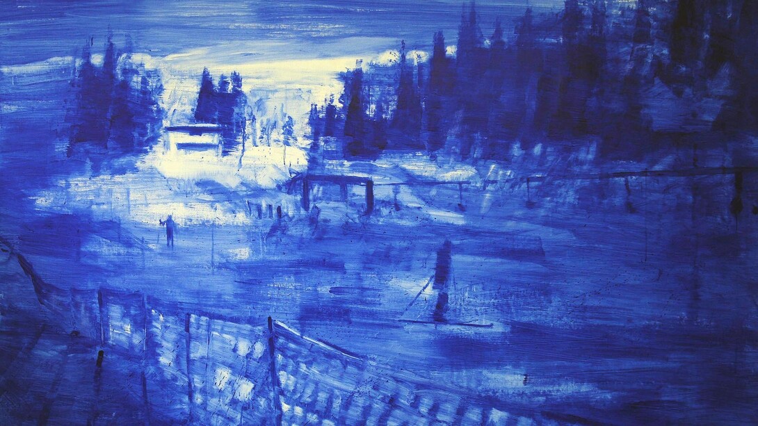 Tina Sgrò, "Alba sui monti", acrilico su tela, 120x160, 2014